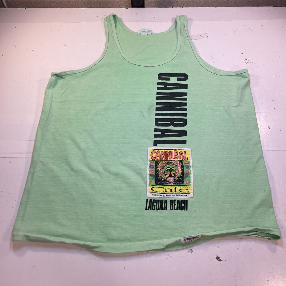 VINTAGE CRAZY SHIRTS HAWAII LAGUNA BEACH CANNIBAL CAFE TANK TOP T SHIRT Mens XL